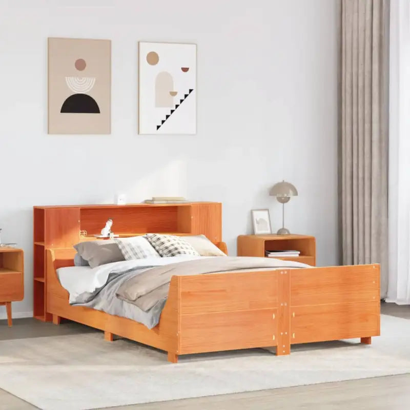 Bedframe van massief grenenhout voor een stabiele nachtrust - Wasbruin / 140 x 190 cm - Bedden & bedframes