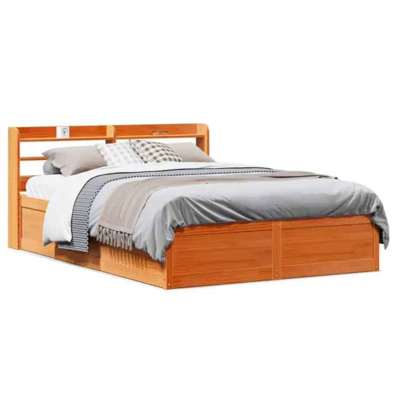 Bedframe van massief grenenhout voor een stabiele nachtrust - Wasbruin / 135 x 190 cm - Bedden & bedframes