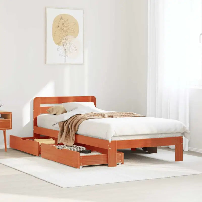 Bedframe van massief grenenhout voor een stabiele nachtrust - Wasbruin / 75 x 190 cm - Bedden & bedframes