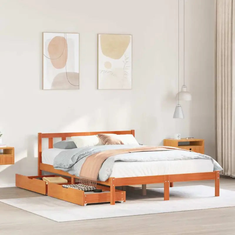 Bedframe van massief grenenhout voor een stabiele nachtrust - Wasbruin / 140 x 200 cm - Bedden & bedframes