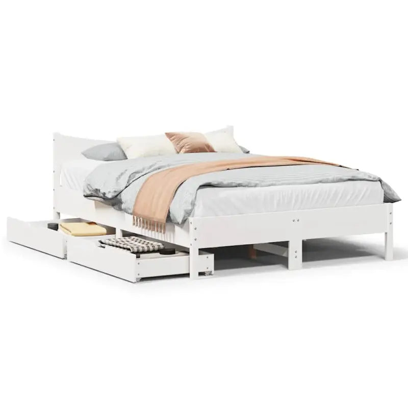 Bedframe van massief grenenhout voor een stabiele nachtrust - Wit / 140 x 200 cm - Bedden & bedframes
