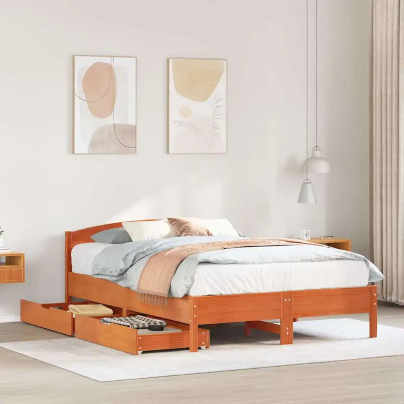 Bedframe van massief grenenhout voor een stabiele slaapkamer basis - Wasbruin / 120 x 190 cm - Bedden & bedframes