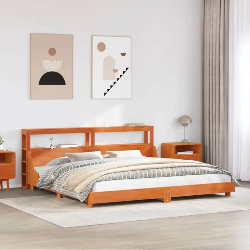 Bedframe van massief grenenhout voor een stabiele slaapkamer basis - Wasbruin / 180 x 200 cm - Bedden & bedframes