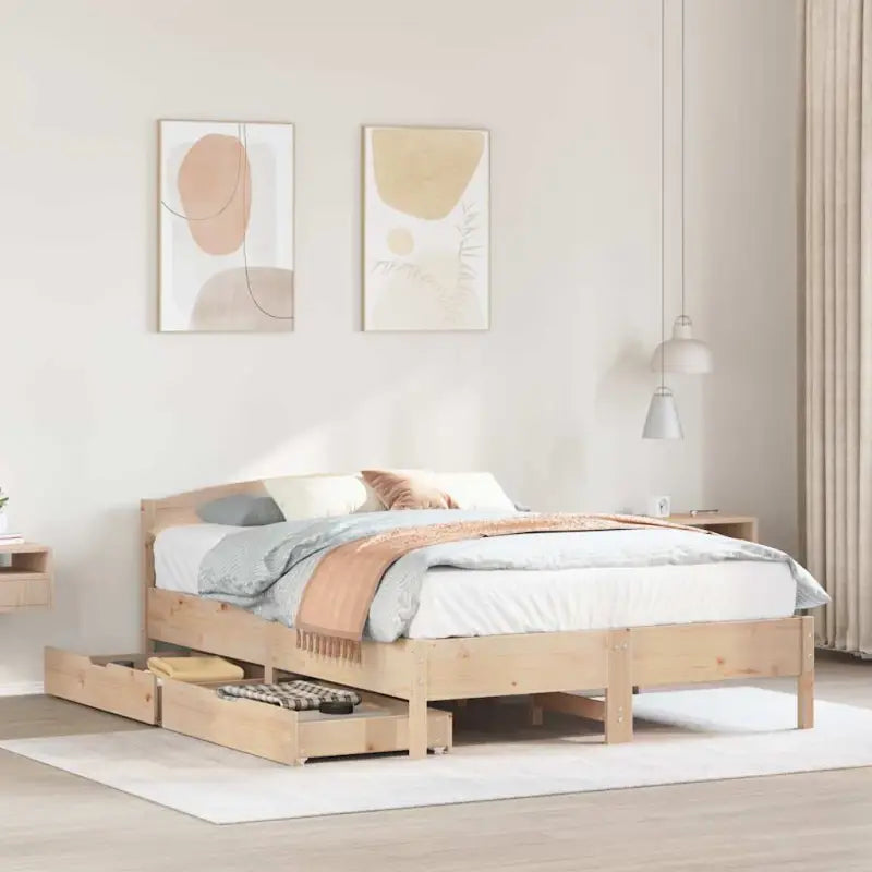 Bedframe van massief grenenhout voor een stabiele slaapkamer basis - Naturel / 120 x 200 cm - Bedden & bedframes