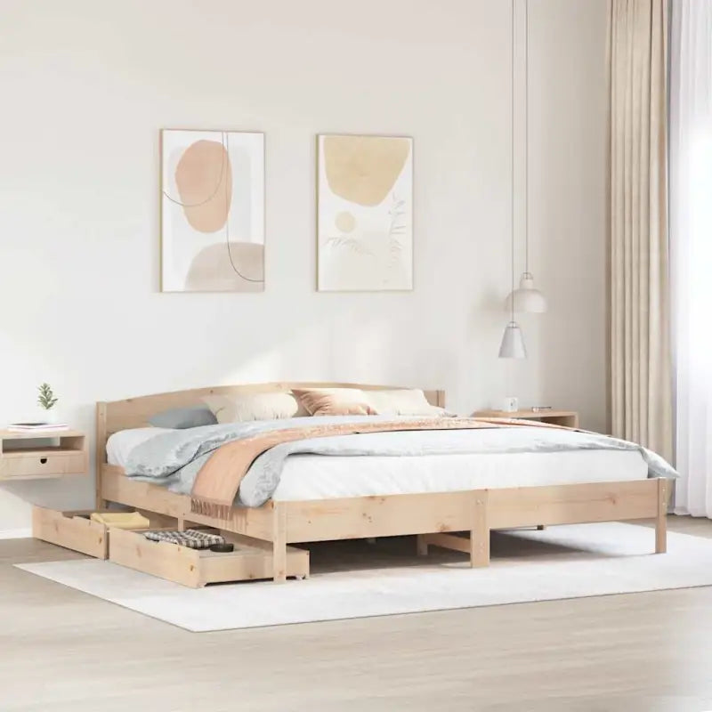 Bedframe van massief grenenhout voor een stabiele slaapkamer basis - Naturel / 180 x 200 cm - Bedden & bedframes