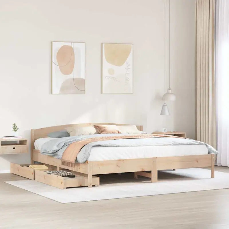 Bedframe van massief grenenhout voor een stabiele slaapkamer basis - Naturel / 200 x 200 cm - Bedden & bedframes
