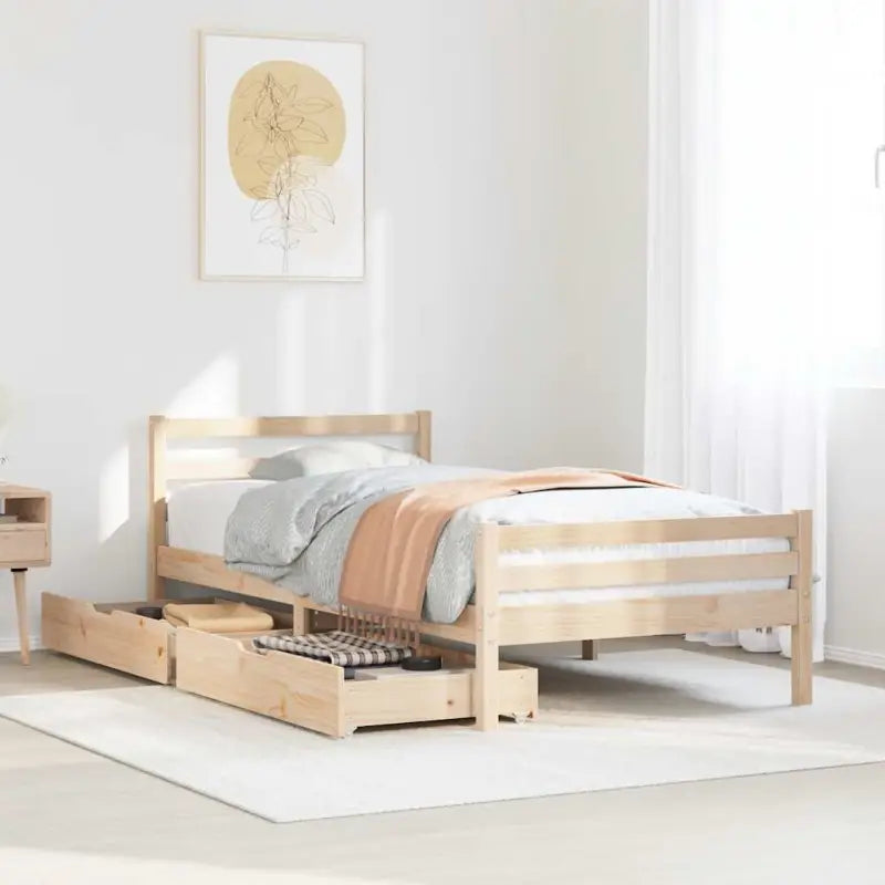 Bedframe van massief grenenhout voor een stabiele slaapplek - Naturel / 90 x 200 cm - Bedden & bedframes