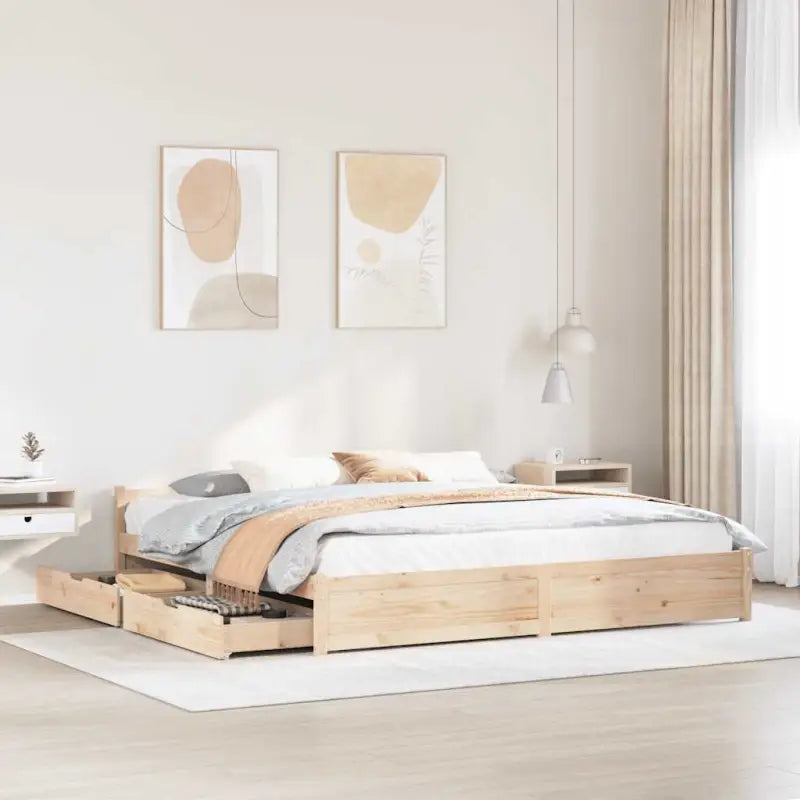 Bedframe van massief grenenhout voor een stevige en duurzame slaapruimte - Naturel / 180 x 200 cm - Bedden & bedframes