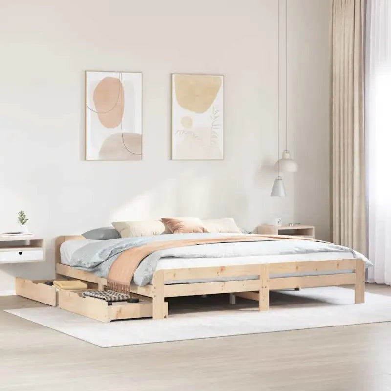 Bedframe van massief grenenhout voor een stevige en duurzame slaapruimte - Naturel / 180 x 200 cm - Bedden & bedframes