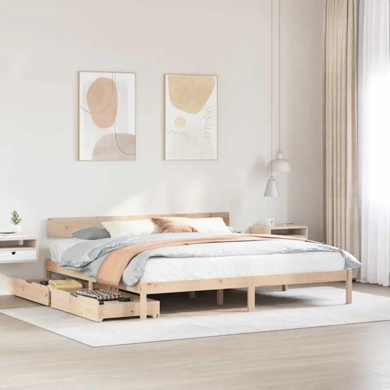 Bedframe van massief grenenhout voor stabiele en duurzame slaapkamer</assistant - Naturel / 180 x 200 cm - Bedden &