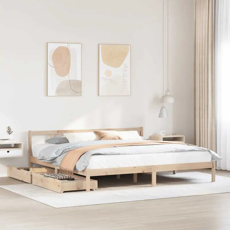 Bedframe van massief grenenhout voor stabiele en duurzame slaapgemoedsrust - Naturel / 180 x 200 cm - Bedden & bedframes