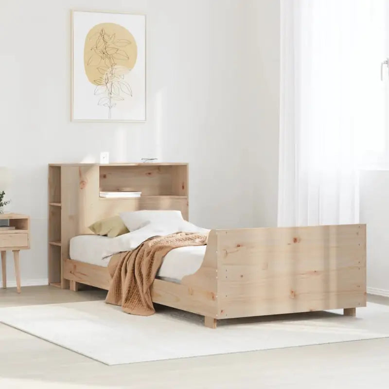 Bedframe van massief grenenhout voor stabiele en duurzame slaapruimte - Naturel / 90 x 200 cm - Bedden & bedframes