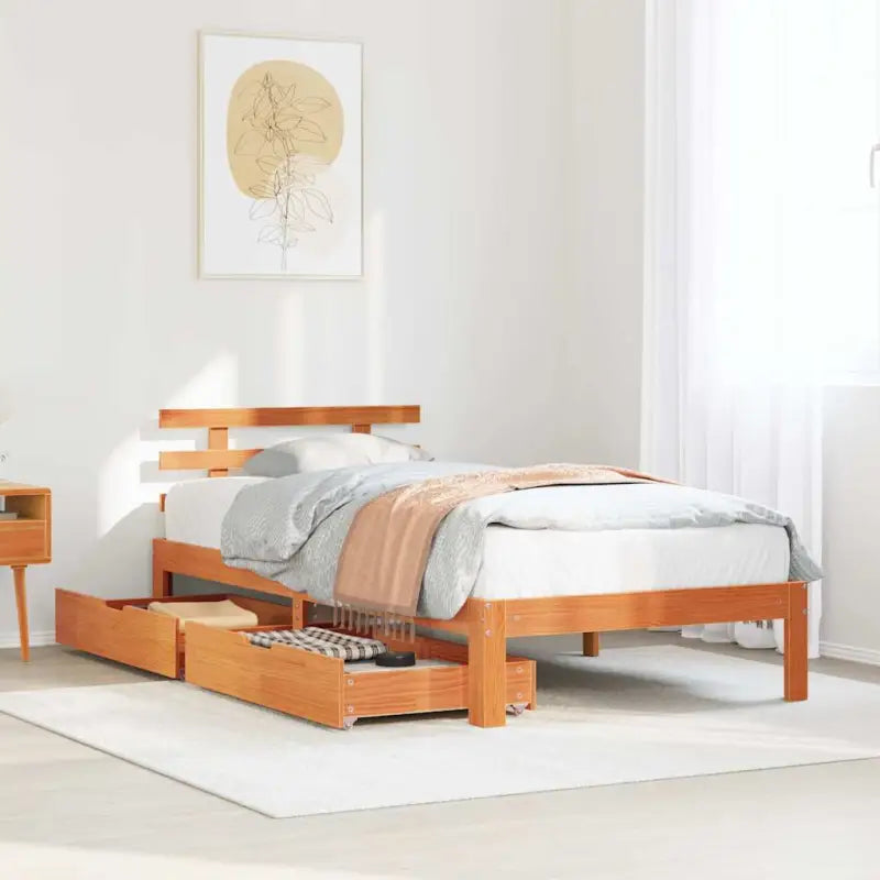 Bedframe van massief grenenhout voor stevige en duurzame slaapplaats - Wasbruin / 100 x 200 cm - Bedden & bedframes