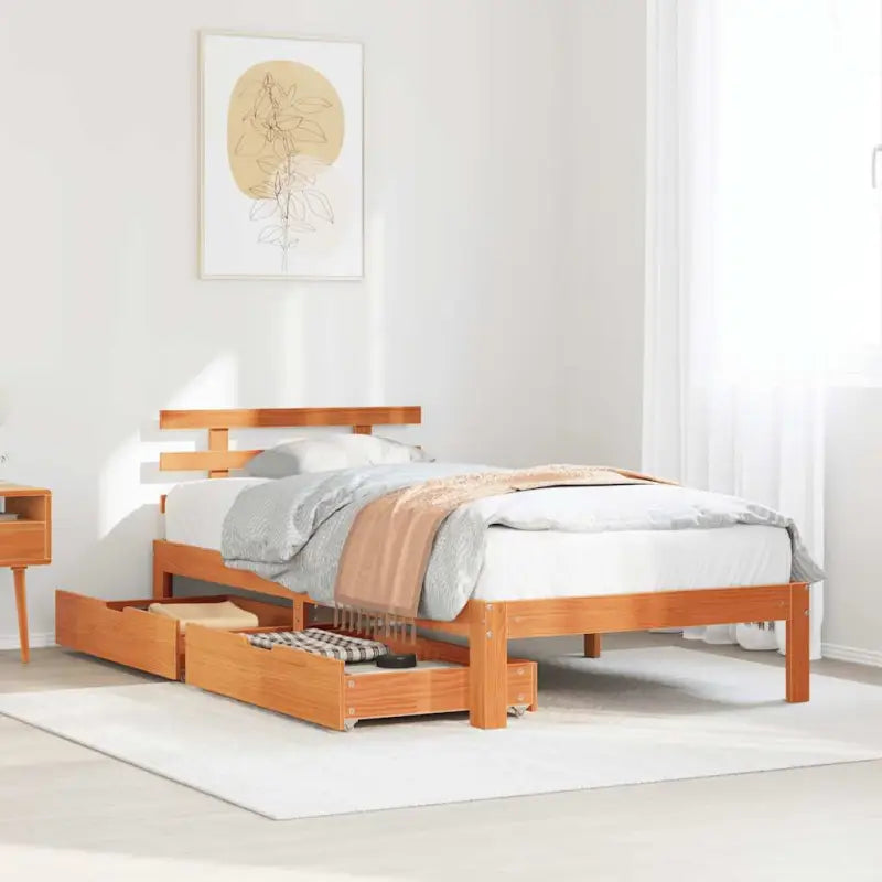 Bedframe van massief grenenhout voor stevige en duurzame slaapplaats - Wasbruin / 90 x 190 cm - Bedden & bedframes