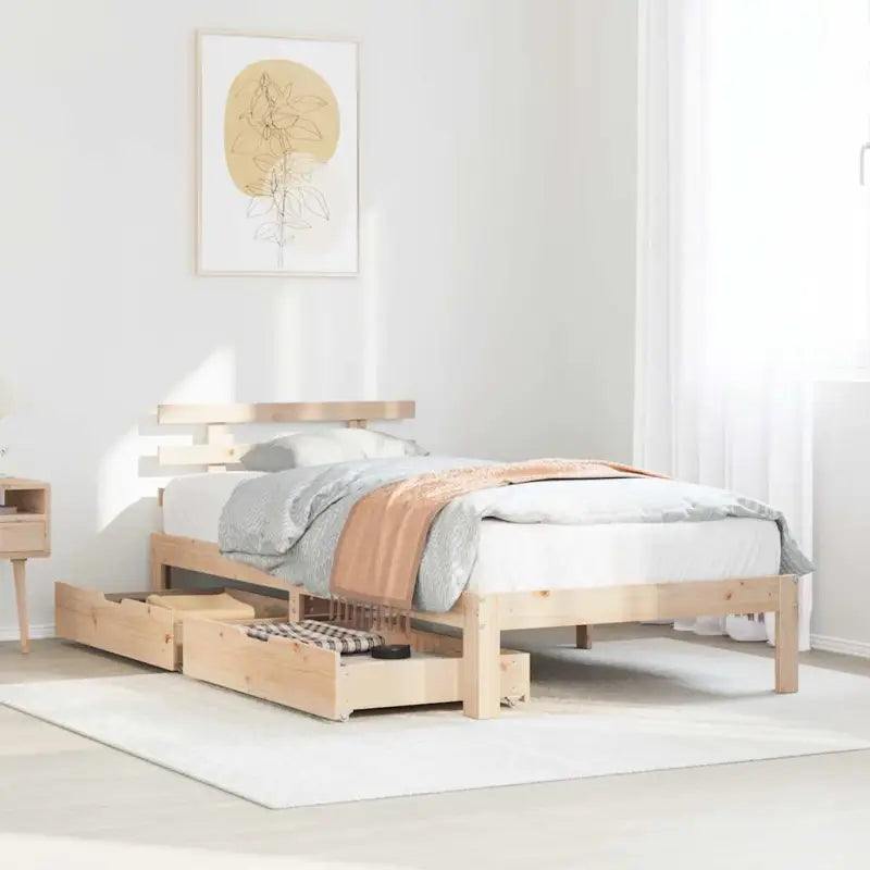 Bedframe van massief grenenhout voor stevige en duurzame slaapplaats - Naturel / 100 x 200 cm - Bedden & bedframes