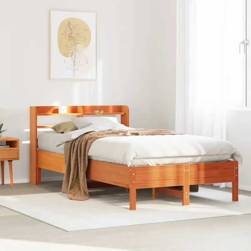 Bedframe van massief grenenhout voor stevige en duurzame slaapruimte - Wasbruin / 90 x 190 cm - Bedden & bedframes