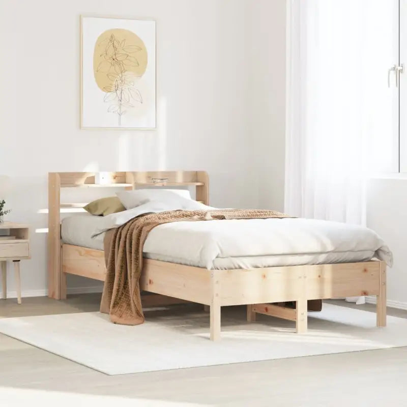 Bedframe van massief grenenhout voor stevige en duurzame slaapruimte - Naturel / 75 x 190 cm - Bedden & bedframes