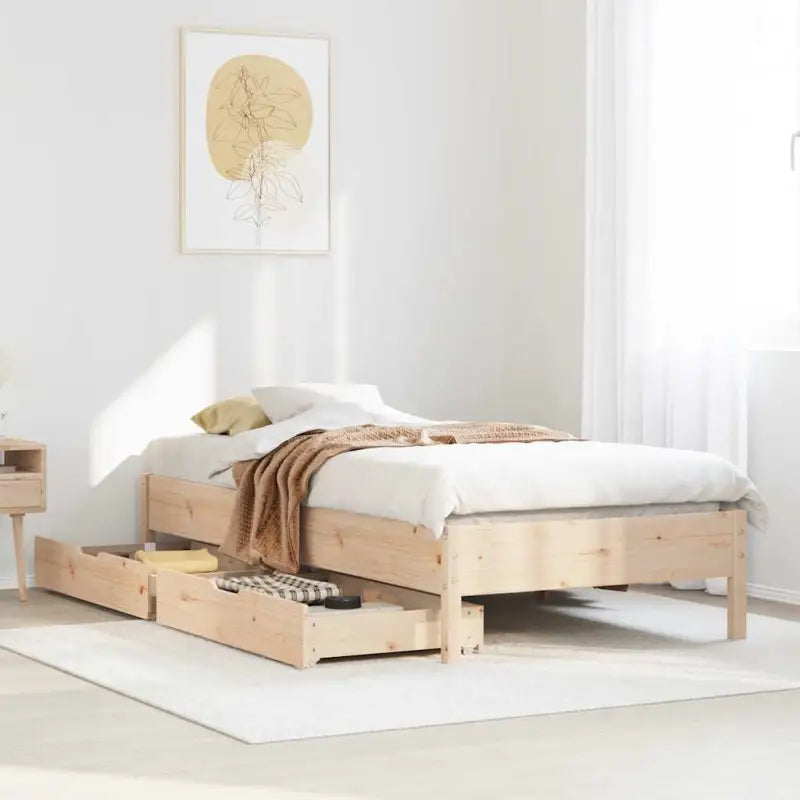 Bedframe van massief grenenhout voor stevige en duurzame slaaprust - Naturel / 100 x 200 cm - Bedden & bedframes