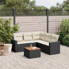 Beige loungeset met gepoedercoat staal voor jouw tuin of terras - Zwart en crème / hoek + Tafel + 2x midden - Tuinsets
