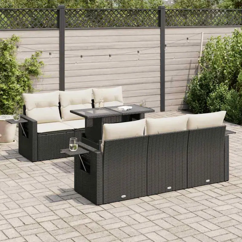 Beige loungeset met waterdichte zak en gepoedercoat staal voor je tuin - Zwart en crème - Tuinsets