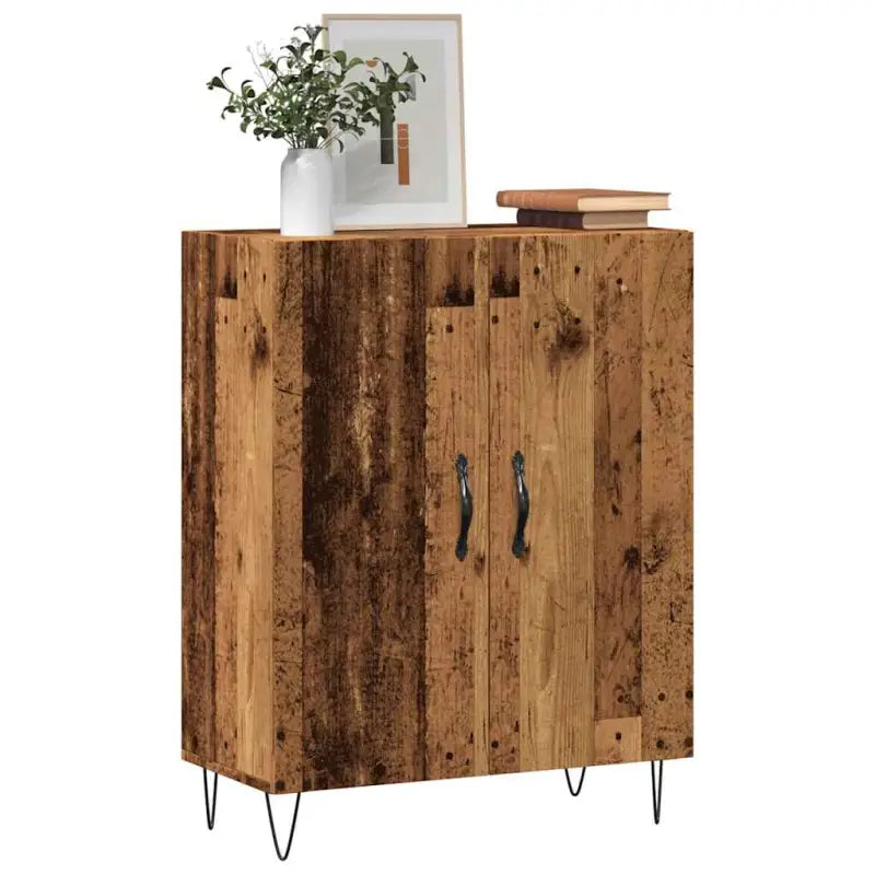 Bewerk hout dressoir in hoogglans wit met tijdloze uitstraling - Oud hout / 1 - Dressoirs & buffetkasten