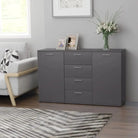 Bewerk hout dressoir met minimalistisch ontwerp en praktische opbergruimte - Grijs / 1 - Dressoirs & buffetkasten