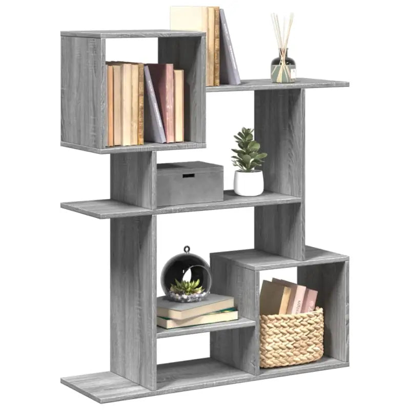 Bewerkt Hout Boekenkast Kamerscherm voor Stijlvolle Opbergruimte - Grijs sonoma / 1 / 112 cm - Boekenkasten