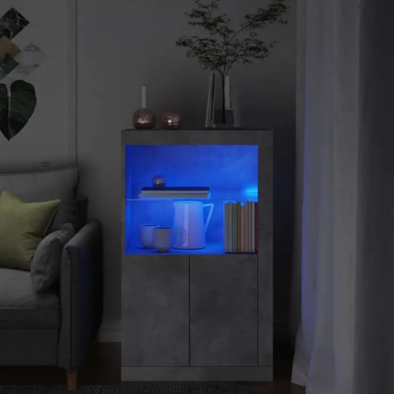 Bijzetkast met RGB LED-verlichting van bewerkt hout - Betongrijs / 1 - Opbergkasten & lockerkasten