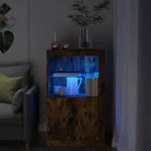 Bijzetkast met RGB LED-verlichting van bewerkt hout - Gerookt eiken / 1 - Opbergkasten & lockerkasten