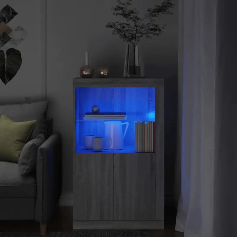 Bijzetkast met RGB LED-verlichting van bewerkt hout - Grijs sonoma / 1 - Opbergkasten & lockerkasten