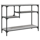 Bijzettafel met bewerkt hout en metalen frame met verstelbare poten - Bijzettafels