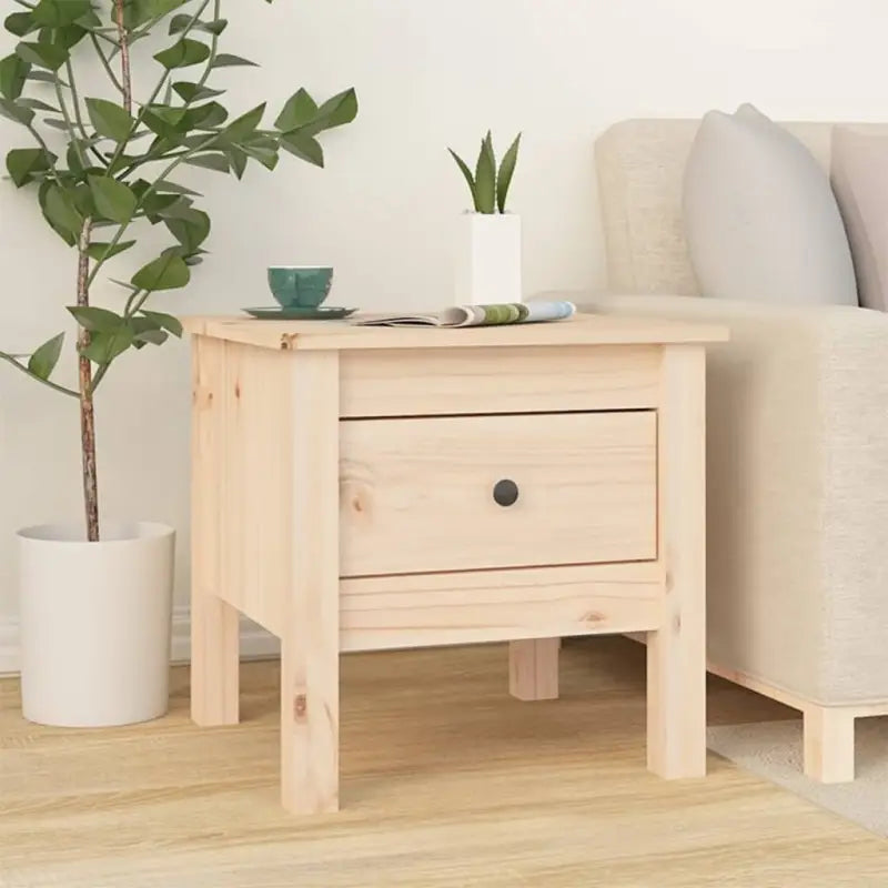 Bijzettafel van massief grenenhout voor praktische en stijlvolle opbergruimte - Naturel / 40 x 40 x 39 cm / 1