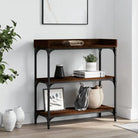 Bijzettafel wandmodel met bewerkt hout en metalen frame - bruin eikenkleur / 1 / 75 cm - Bijzettafels