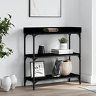 Bijzettafel wandmodel met bewerkt hout en metalen frame - Zwart / 1 / 75 cm - Bijzettafels