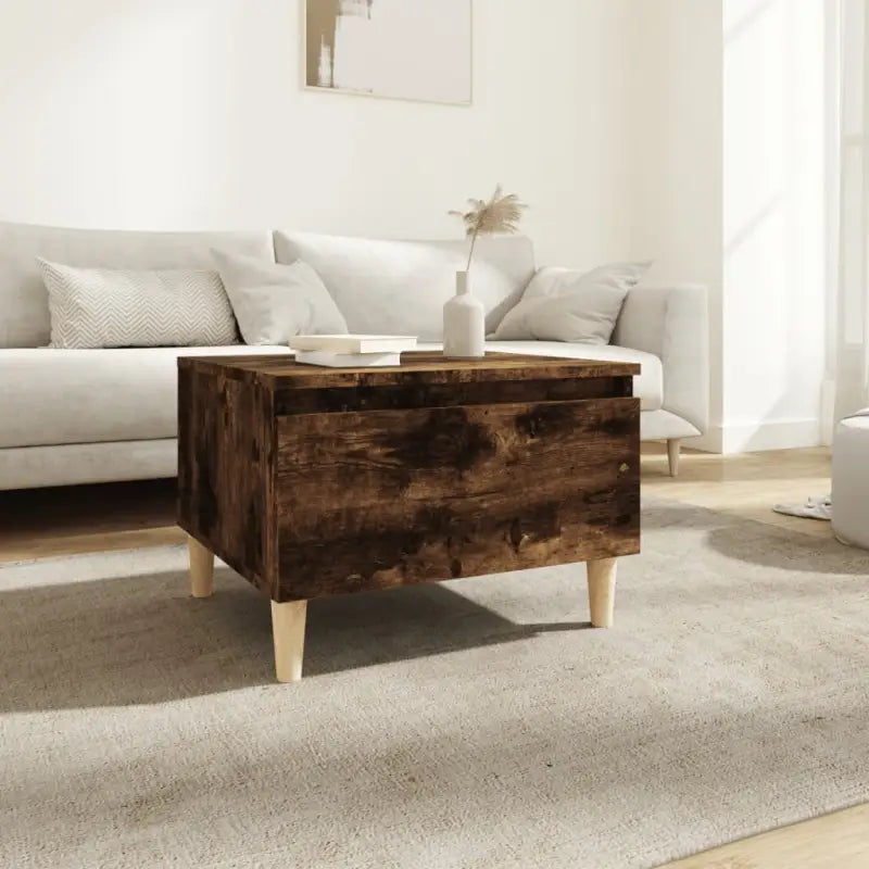 Bijzettafels met bewerkt hout en houten poten voor een Scandinavisch interieur - Gerookt eiken / 1 - Bijzettafels