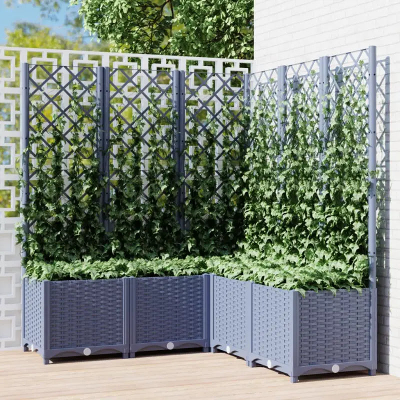 Bloempot met latwerk voor klimplanten in tuin of terras - Blauwgrijs / 120 x 120 x 136 cm / 1 - Bloempotten &