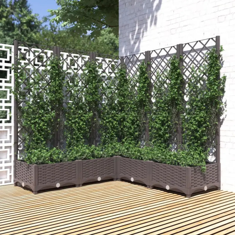 Bloempot met latwerk voor klimplanten in tuin of terras - Bruin / 120 x 120 x 121.5 cm / 1 - Bloempotten & plantenbakken