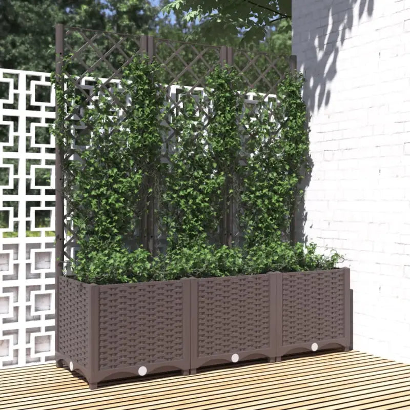 Bloempot met latwerk voor klimplanten in tuin of terras - Bruin / 120 x 40 x 136 cm / 1 - Bloempotten & plantenbakken