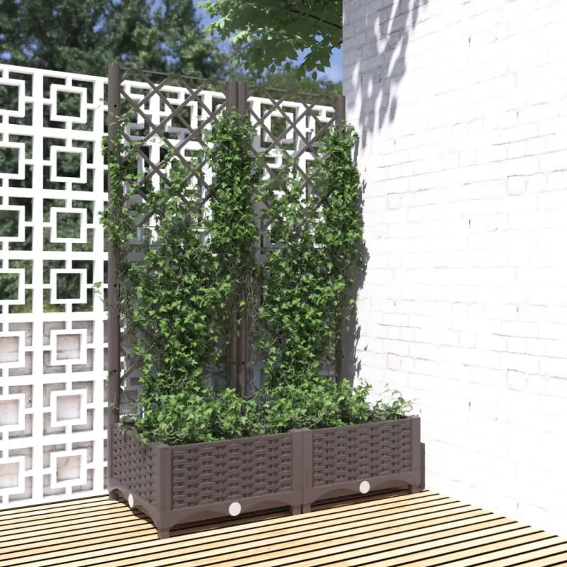 Bloempot met latwerk voor klimplanten in tuin of terras - Bruin / 80 x 40 x 121.5 cm / 1 - Bloempotten & plantenbakken