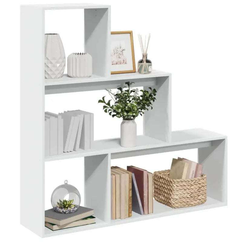 Boekenkast Kamerscherm met 3 lagen van bewerkt hout - Wit / 1 / 123 cm - Boekenkasten