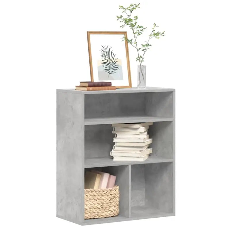Boekenkast van bewerkt hout in grijs sonoma stijl - Betongrijs / 60 x 30 x 71.5 cm / 1 - Boekenkasten