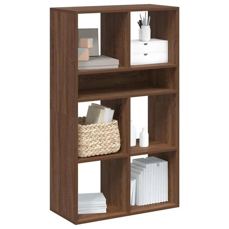 Boekenkast van bewerkt hout in grijs sonoma stijl - bruin eikenkleur / 66 x 31 x 112 cm / 1 - Boekenkasten