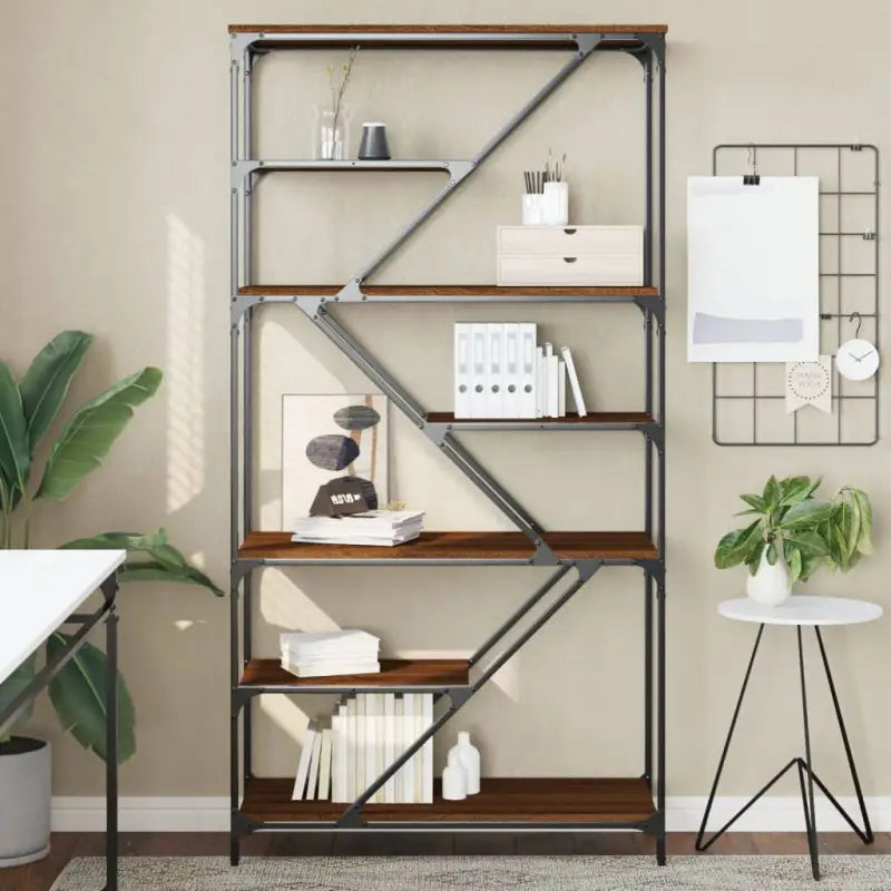 Boekenkast van bewerkt hout met verstelbare poten voor extra opbergruimte - bruin eikenkleur / 1 - Boekenkasten