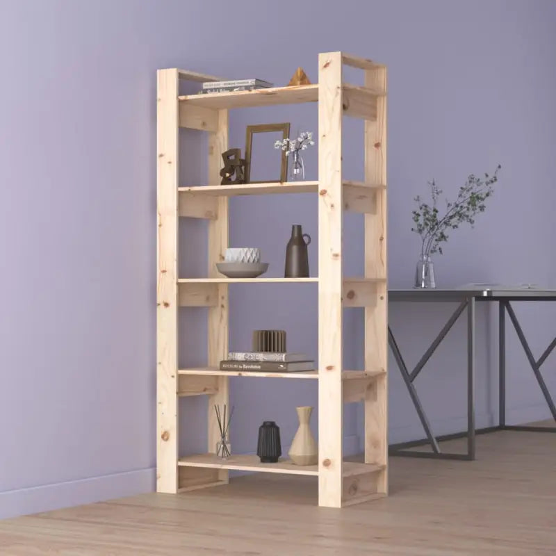 Boekenkast van massief grenenhout voor decoratie en ruimteverdeling - Naturel / 1 - Boekenkasten