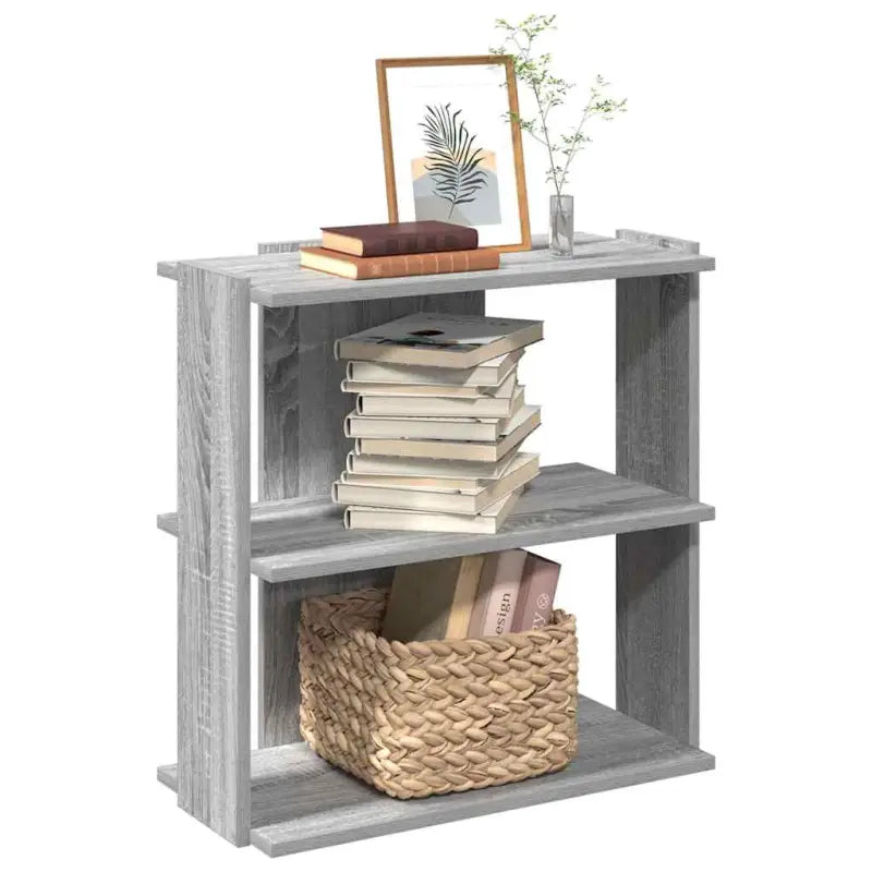 Boekenkast van massief teakhout met bewerkt hout voor stijl en organisatie - Grijs sonoma / 60 x 30 x 60 cm / 1