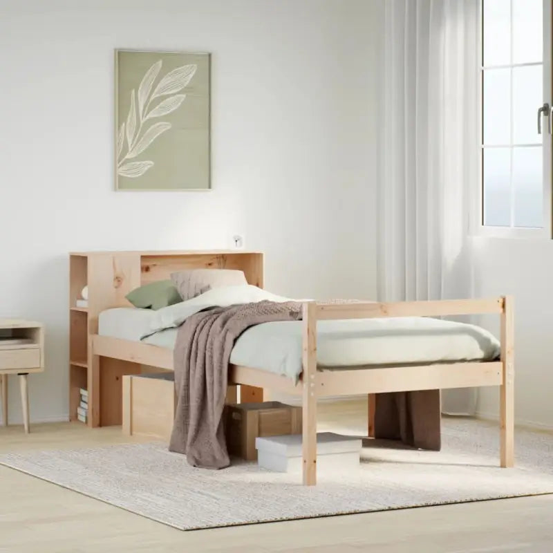 Boekenkastbed in massief grenenhout met ideale totale afmetingen - Bedden & bedframes