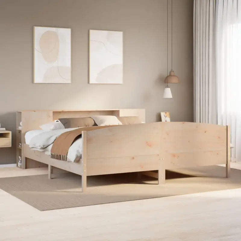 Boekenkastbed in massief grenenhout met optimale totale afmetingen - Naturel / 180 x 200 cm - Bedden & bedframes