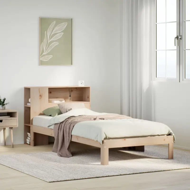 Boekenkastbed in massief grenenhout met praktische totale afmetingen - Bedden & bedframes