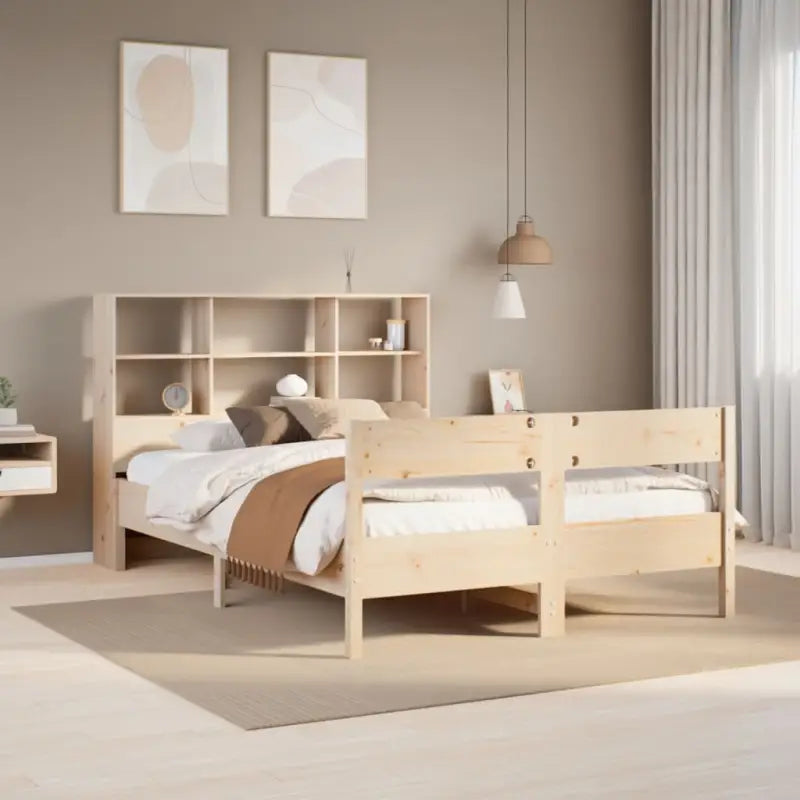 Boekenkastbed met massief grenenhout en ideale totale afmetingen - Naturel / 135 x 190 cm - Bedden & bedframes