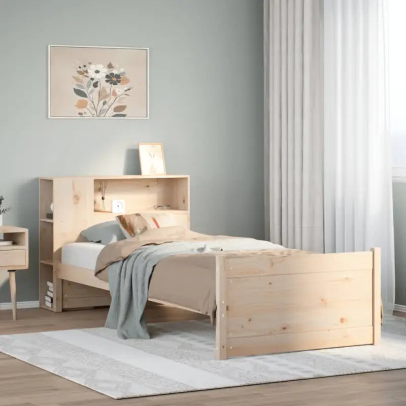 Boekenkastbed met massief grenenhout en ideale totale afmetingen - Naturel / 90 x 190 cm - Bedden & bedframes